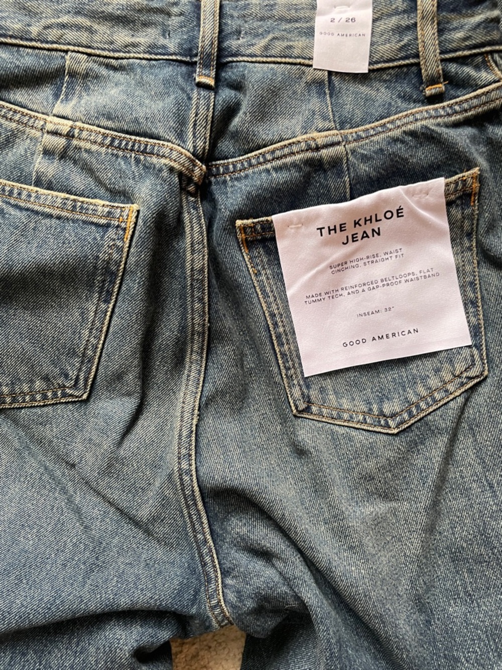 Good American Dark Blue Patchwork Wide Leg Jeans - Picture 5 of 5